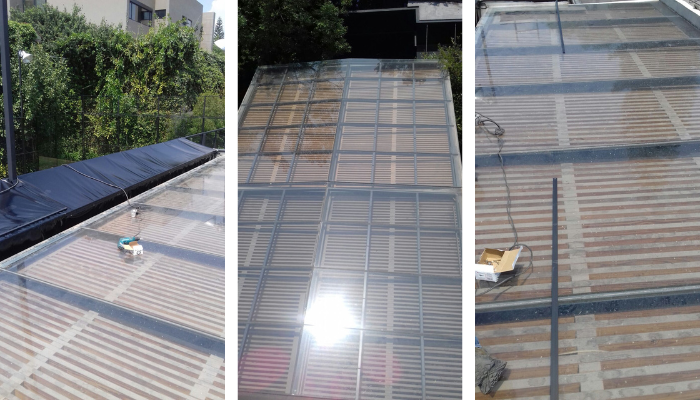 pergolas para terraza de acero con madera o aluminio y cristal templado