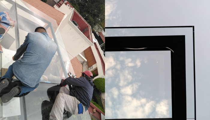 pergolas para terraza de acero con madera o aluminio y cristal templado 